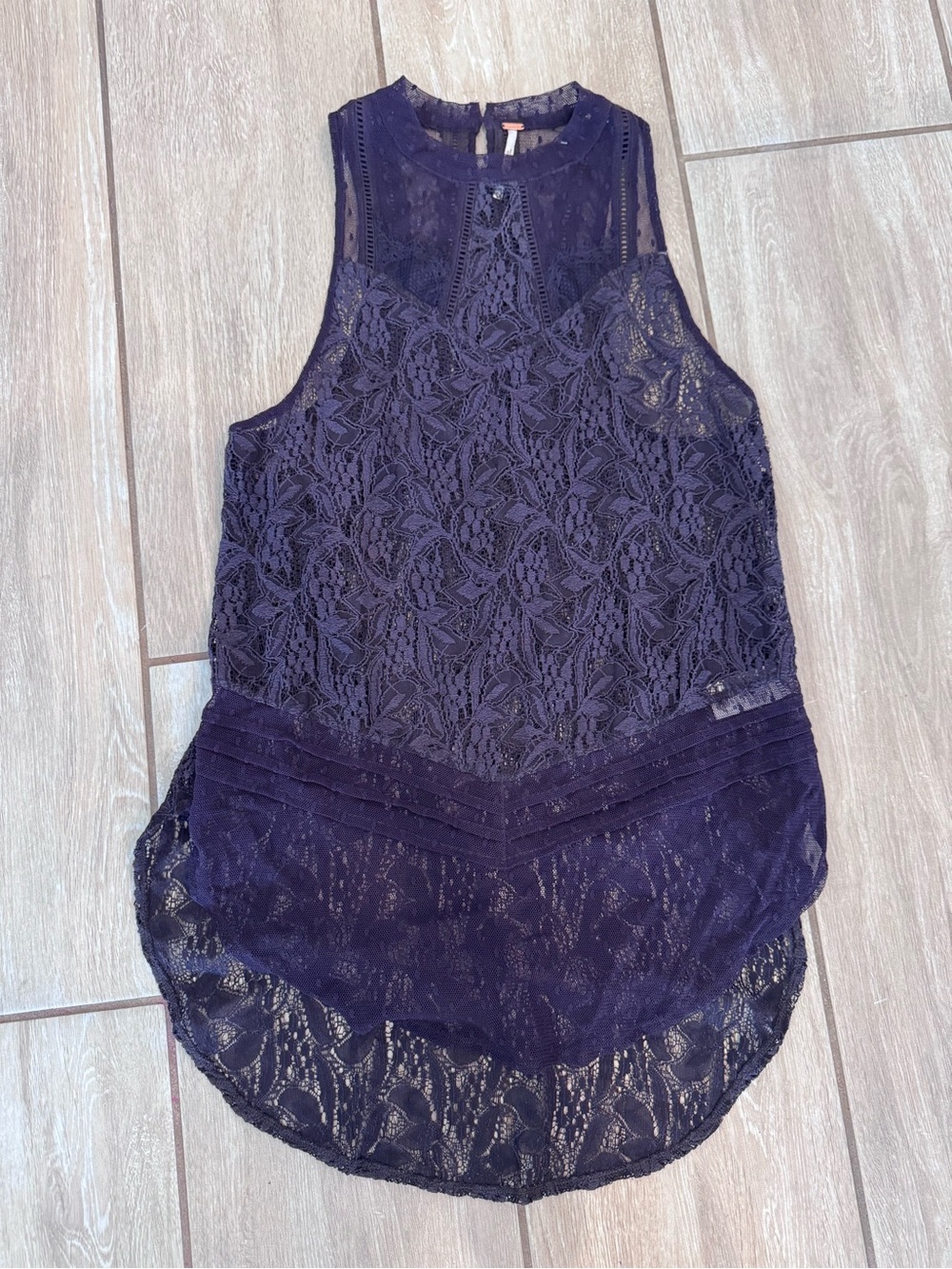 Free People Lace High-Neck Camisole in Deep Purple